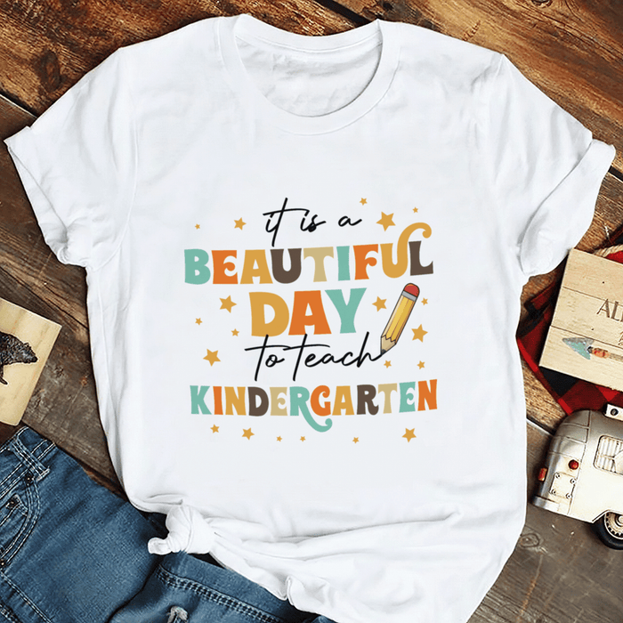 Personalized T-Shirt For Teachers Beautiful Day To Teach Colorful Design Custom Grade Level Back To School Outfit