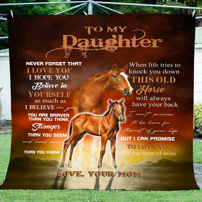 Personalized Fleece Blanket To My Daughter On Mothers Day Love Horse Premium Blankets Custom Name