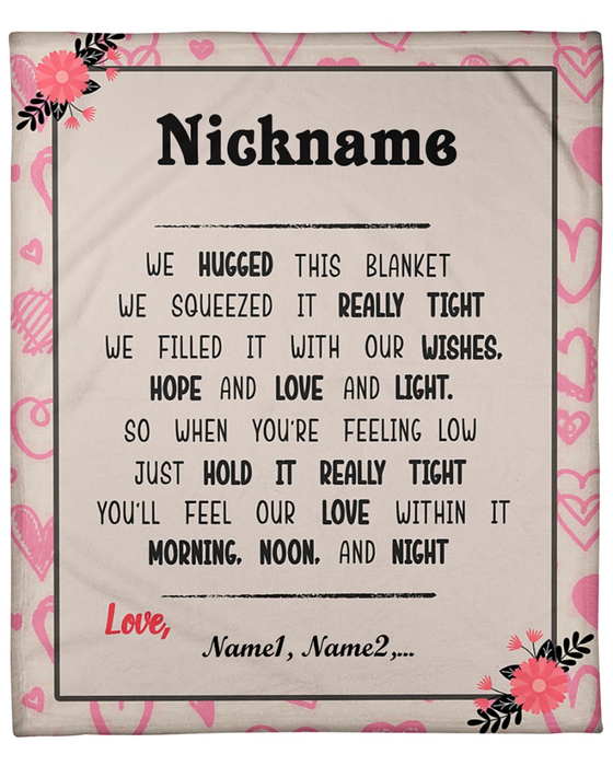 Personalized Sherpa Blanket For Grandma Mom We Hugged This Blanket Customized Nickname & Kids Name Fleece Throws