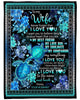 Personalized Blanket To My Wife Blanket From Husband Never Forget That I Love You Print Turtle Couple & Flower