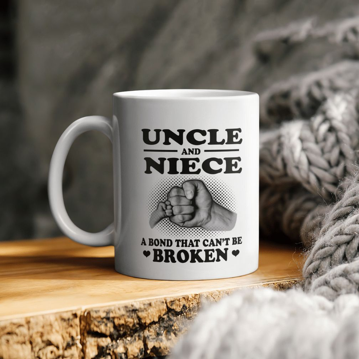 Novelty Coffee Mug For Uncle From Niece Nephew Uncle & Niece Bond That Can’T Be Broken White Cup Gifts For Christmas