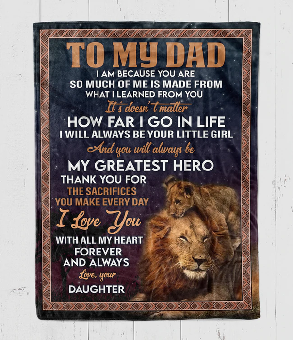 Personalized To My Daddy Blanket From Daughter Son Vintage Lion My Greatest Hero Custom Name Gifts For Christmas