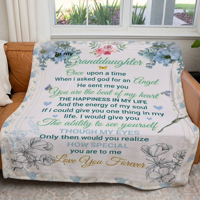 Personalized To My Granddaughter Blanket From Grandparent When I Asked God For An Angel Colorful Flower Printed