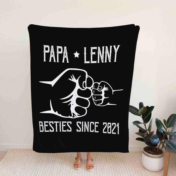 Personalized Blanket Gifts For Grandfather From Grandkids Funny Fist Bump Besties Since Custom Name For Christmas Xmas