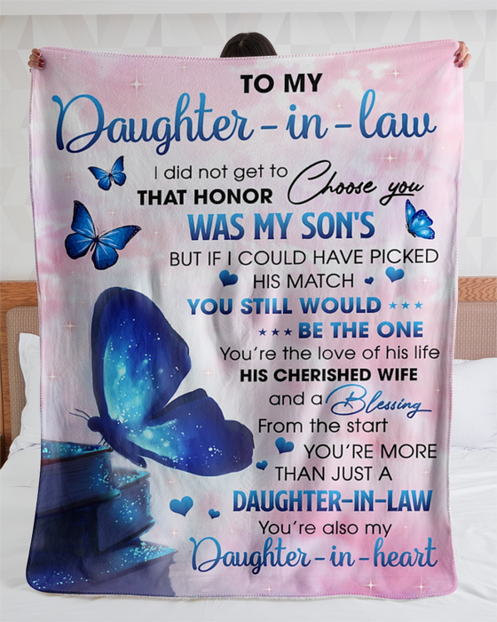 Personalized To My Daughter In Law Blanket Butterflies The Love Of His Life Custom Name Gifts For Christmas Birthday