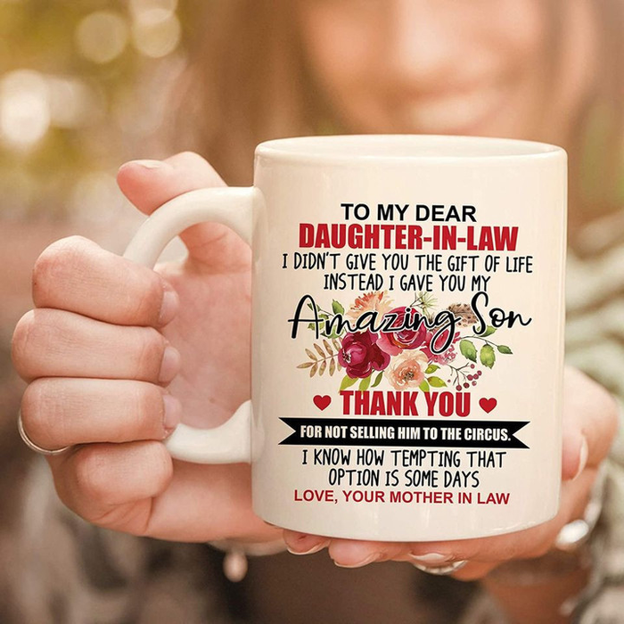 Personalized Coffee Mug Gifts For Daughter In Law Flower Not Selling Him To Circus Custom Name White Cup For Christmas