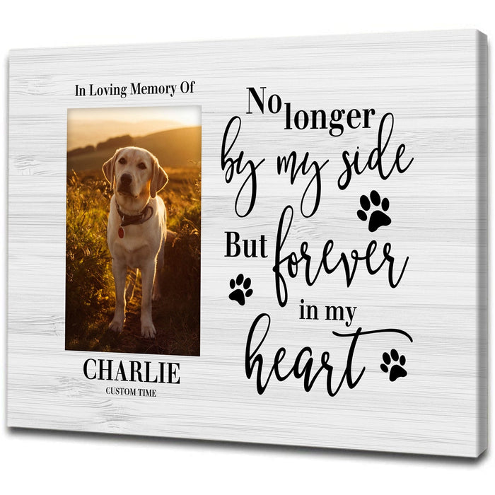 Personalized Memorial Canvas Wall Art For Loss Of Pet Pawprints No Longer By My Side Custom Name & Photo Pet Loss Gifts