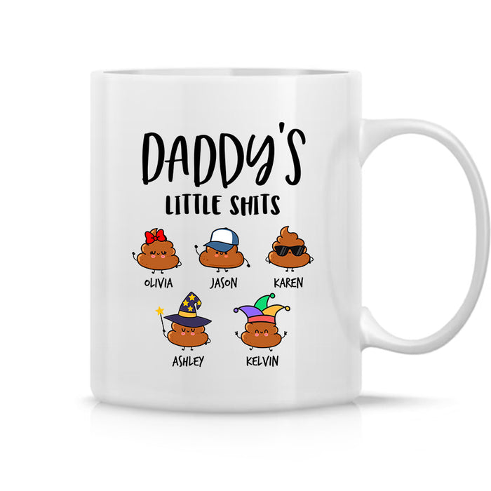 Personalized Coffee Mug For Dad From Kids Daddy's Little Shits Note Background Custom Name Ceramic Cup Fathers Day Gifts