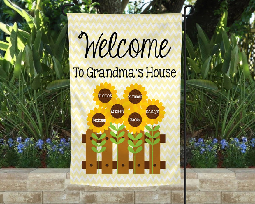 Personalized Garden Flag For Nana Welcome To Grandma's House Sunflower  Custom Grandkids Name Welcome Flag Gifts