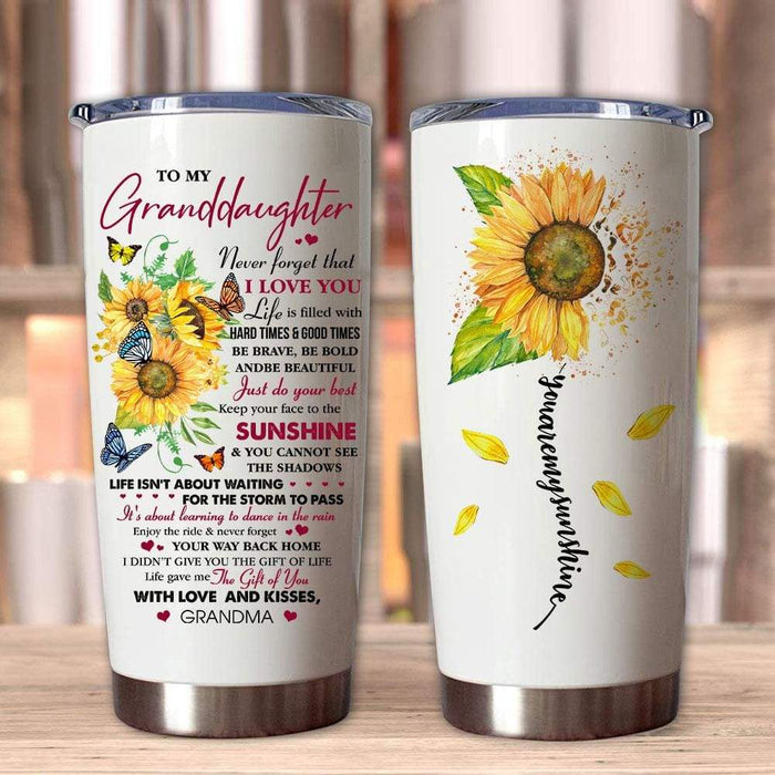 Personalized Tumbler To Granddaughter Gifts From Grandparents Learning To Dance In The Rain Custom Name Travel Cup 20oz