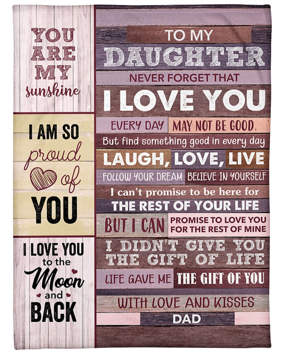 Personalized To My Daughter Blanket From Dad Laugh Love Live Follow Your Dreams Believe In Yourself Wooden Background