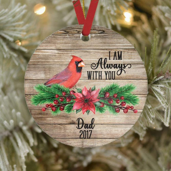 Personalized Memorial Ornament For Dad In Heaven Rustic Wood Cardinal Floral Custom Name Sympathy Gifts