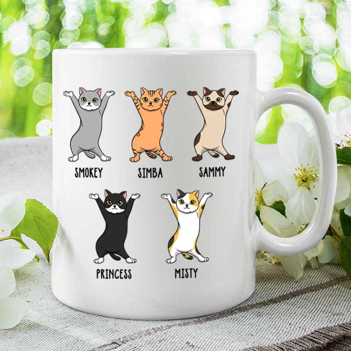 Personalized Ceramic Coffee Funny Mug For Cat Dad Happy Father's Day Human Servant Custom Cat's Name 11 15oz Cup