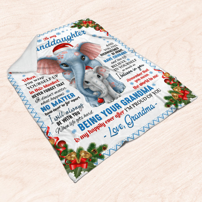 Personalized To My Granddaughter Blanket From Grandma When You Wrap Yourself Up In This Blanket Cute Elephant Printed