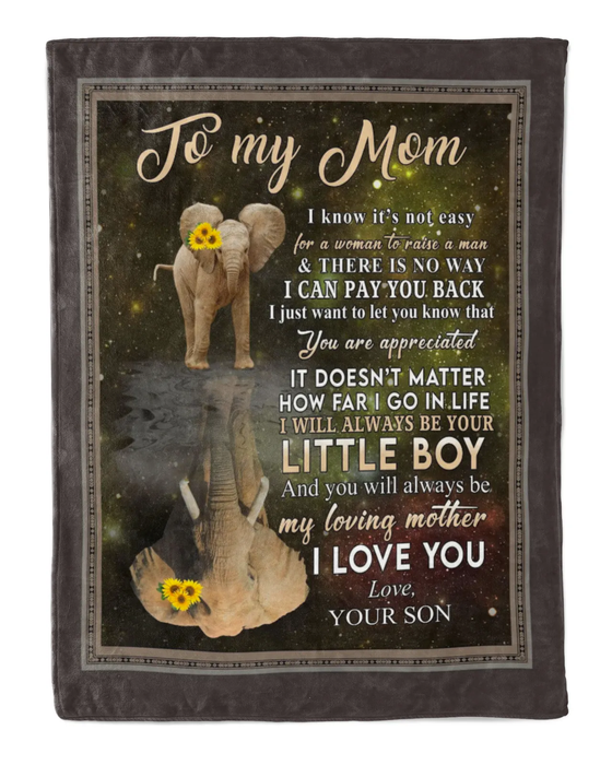 Personalized Premium Blanket To My Mom On Mothers Day Sunflower Elephant & Shadow Blanket Custom Name