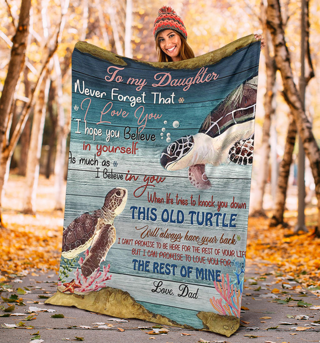 Personalized To My Daughter From Dad Never Forget That I Love You Turtle In The Ocean Premium Blanket Custom Name