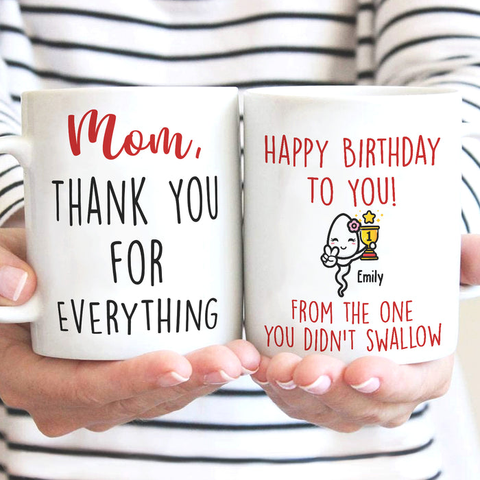 Personalized Ceramic Coffee Mug Happy Birthday To My Mom Funny Naughty Sperm Custom Name 11 15oz Mother's Day Cup