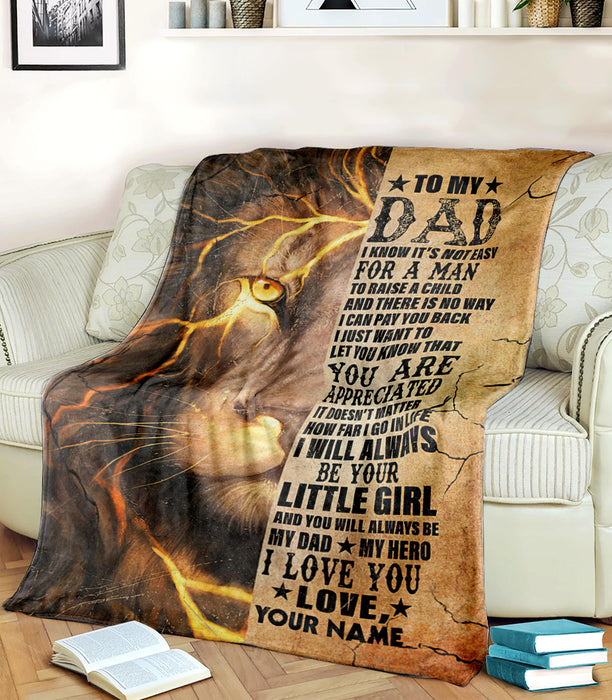 Personalized Blanket To My Dad From Daughter Love You Lightning Lion Printed Vintage Rustic Design Custom Name