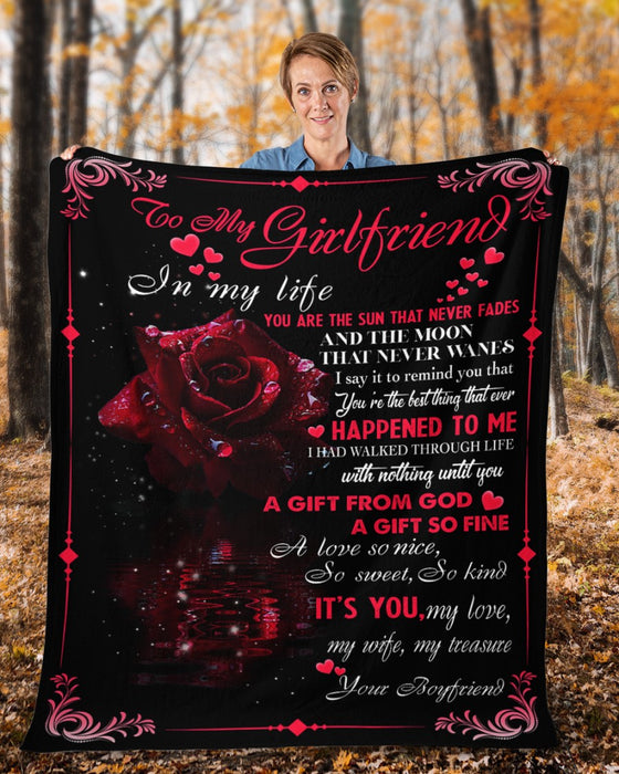 Personalized To My Girlfriend Blanket Gifts From Boyfriend Roses Flowers With Romantic Saying Custom Name For Christmas