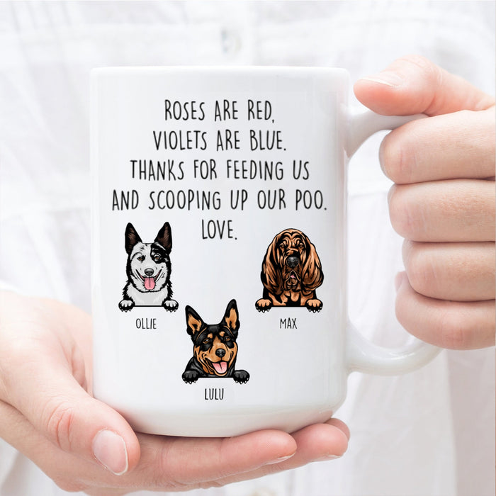 Personalized Ceramic Coffee Mug For Dog Dad Thanks For Feeding Us Cute Funny Dog Custom Dog's Name 11 15oz Cup