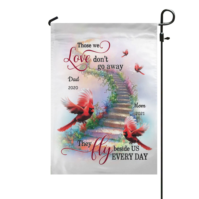 Personalized Memorial Gifts Flag For Family In Heaven Those Love Don't Go Away Cardinal Custom Name Cemetery Decoration