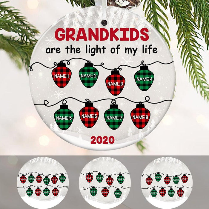 Personalized Ornament For Grandma From Grandchild Kids Are The Light Of My Life Plaid Custom Name Gifts For Christmas