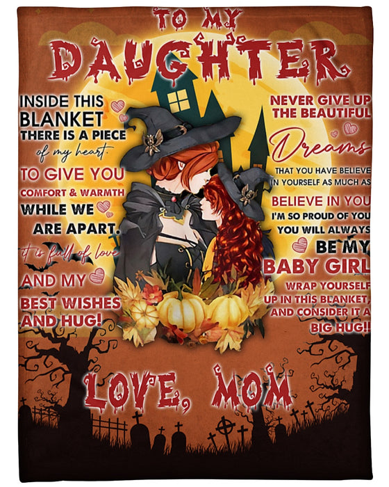 Personalized Fleece Blanket To Daughter Inside This Blanket Mama Witch And Baby Printed Blanket For Halloween From Mom