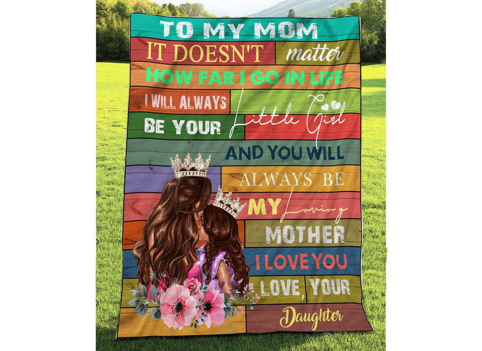 Personalized Colorful Wooden Fleece Blanket To My Mom Beautiful Mother Queen & Princess Blanket Customized Name