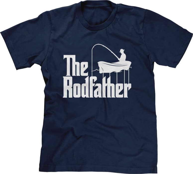 Classic T-Shirt For Fishing Lovers To My Dad The Rodfather Vintage Design Fishing Boat & Fishing Rod Printed