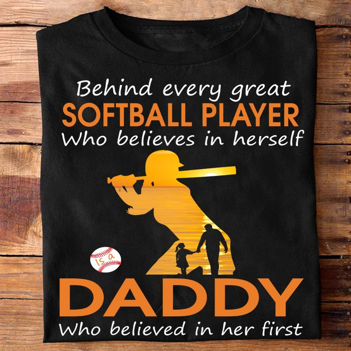 Personalized T-Shirt For Softball Lovers To My Dad Behind Every Great Softball Player Vintage Design Custom Name