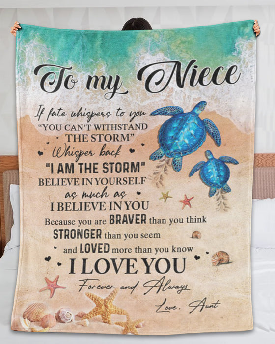 Personalized To My Niece Blanket From Aunt Uncle Starfish Ocean I Am The Storm Custom Name Gifts For Christmas