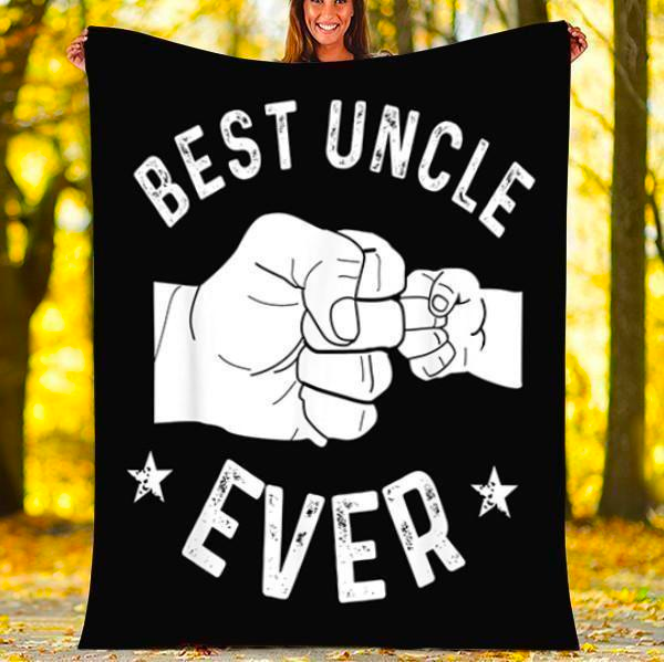 Personalized Blanket For Uncle From Niece Nephew Baby Fist Bump Best Ever Star Custom Names Gifts For Christmas Xmas