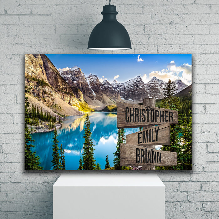 Personalized Canvas Wall Art Gifts For Family Mountain Moraine Lake In Winter Custom Name Poster Prints Wall Decor