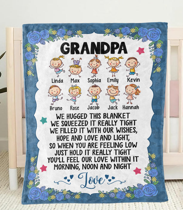 Personalized Blanket To My Grandpa From Grandkid We Hugged This Blanket Flower Print Custom Grandkids Name