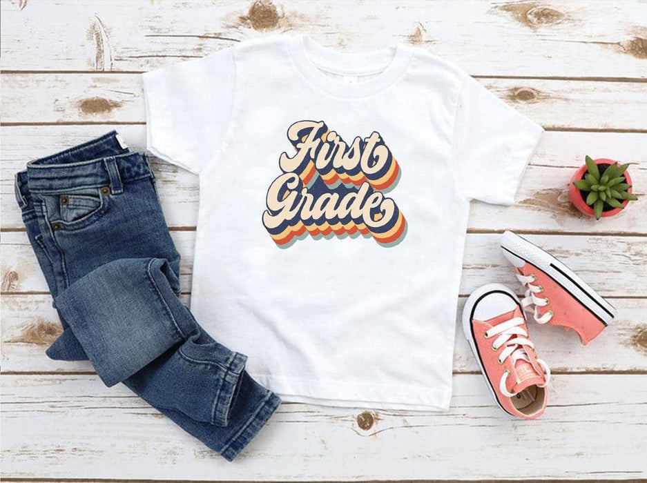 Personalized T-Shirt For Kids First Grade Shirt Back To School Outfit Colorful Letter Design Shirt Custom Grade Level