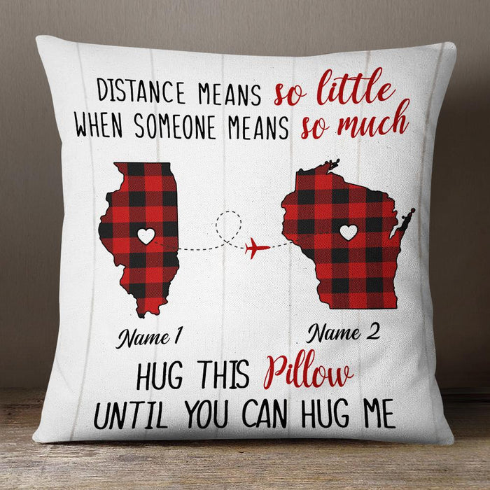 Personalized Square Pillow For Family Friend Distance Means So Little Plaid Custom Name Sofa Cushion Birthday Gifts