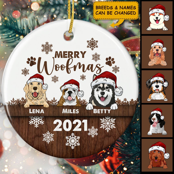 Personalized Ornament For Dog Owners Merry Woofmas Snowflakes Paws Custom Name Tree Hanging Gifts For Christmas Birthday
