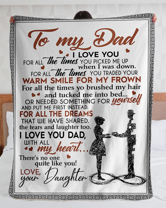 Personalized Blanket To My Dad I Love You For All The Times Puzzle Father & Daughter Print Custom Name Blankets