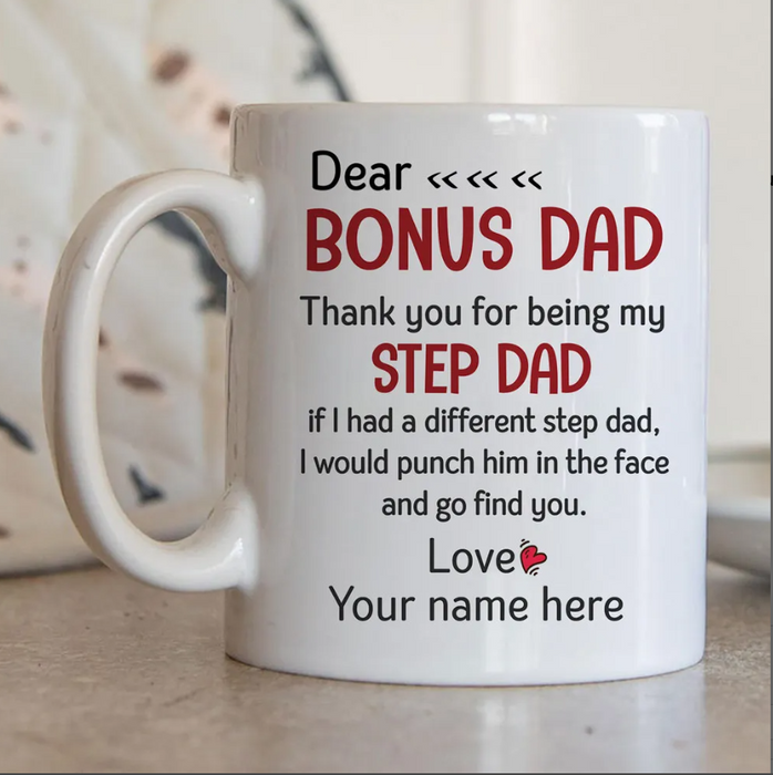 Personalized Ceramic Coffee Mug For Bonus Dad For Being My Step Dad Custom Kids Name 11 15oz Father's Day Cup