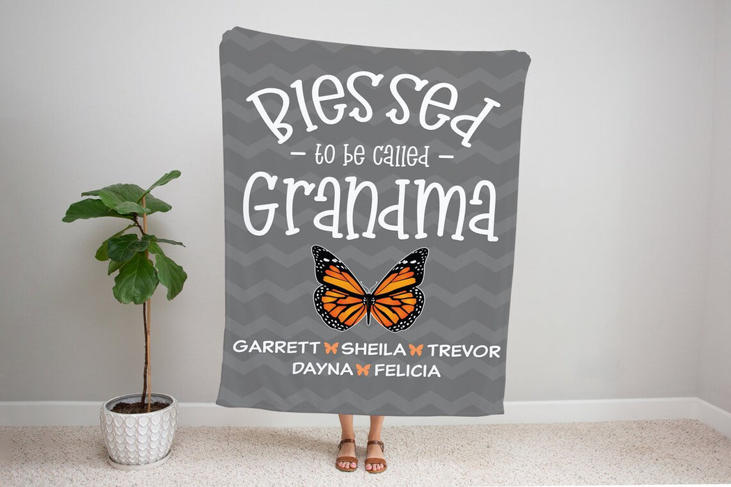 Personalized To My Grandma Blanket From Grandkids Blessed To Be Called Cute Butterflies Custom Name Gifts For Christmas