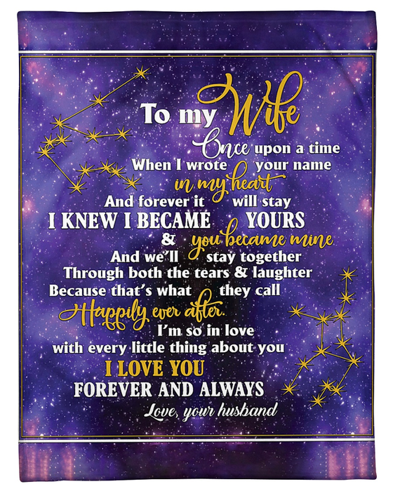 Personalized Romantic Blanket To My Wife Once Upon A Time Galaxy Night Sky Printed Custom Name Valentine Blankets