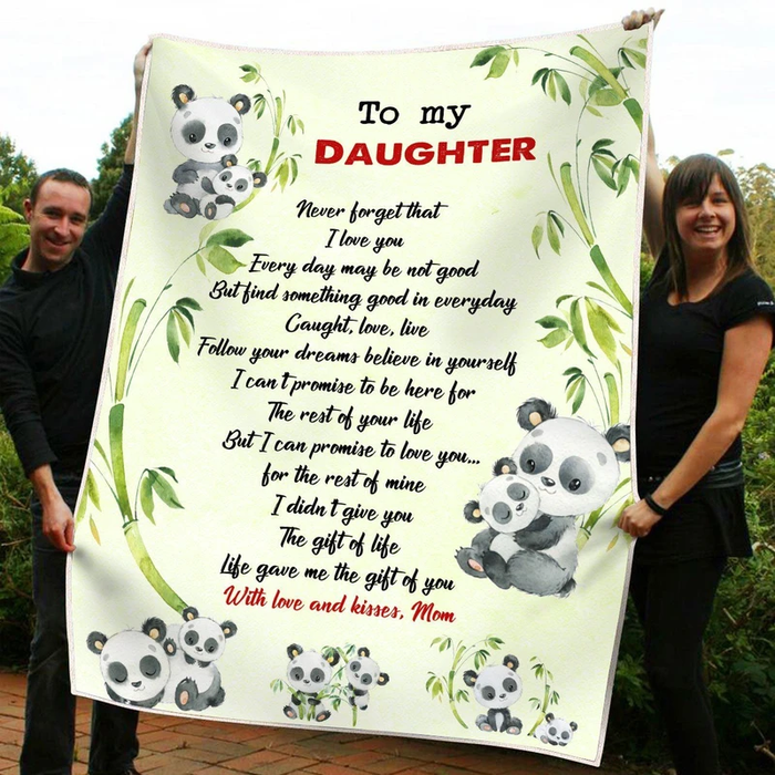 Personalized Fleece Blanket To My Daughter From Mom Never Forget That I Love You Cute Panda Mother And Baby Girl Printed