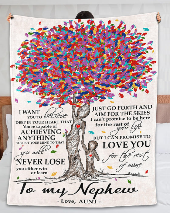 Personalized To My Nephew Blanket From Auntie Uncle Colorful Tree Believe Deep In Heart Custom Name Gifts For Christmas