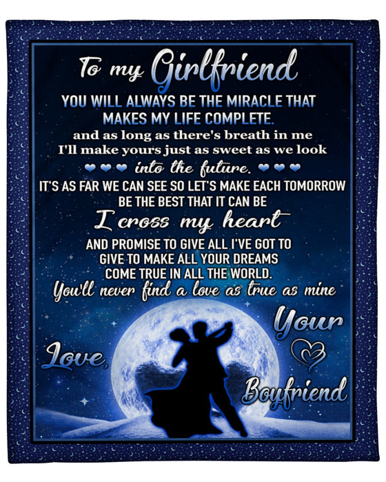 Personalized To My Girlfriend Blanket Gifts From Boyfriend Couple Dancing In The Moon At Night Custom Name For Birthday