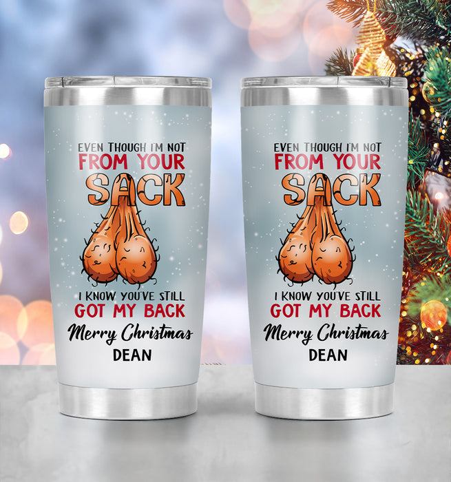 Personalized Tumbler Gifts For Step Dad You've Still Got My Back Cute Hairy Balls Custom Name Travel Cup For Christmas