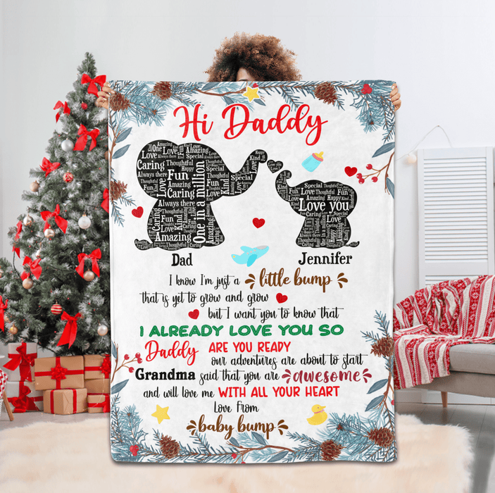 Personalized Blanket For New Dad From Baby It Yet To Grow And Grow Cute Elephant Custom Name Gifts For First Christmas