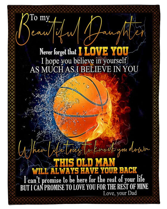 Basketball Believe In Yourself Fleece Blanket To Daughter  Gifts For Daughter From Dad For Womens Day Birthday Wedding Mothers Day Graduation Fleece, Sherpa Blanket