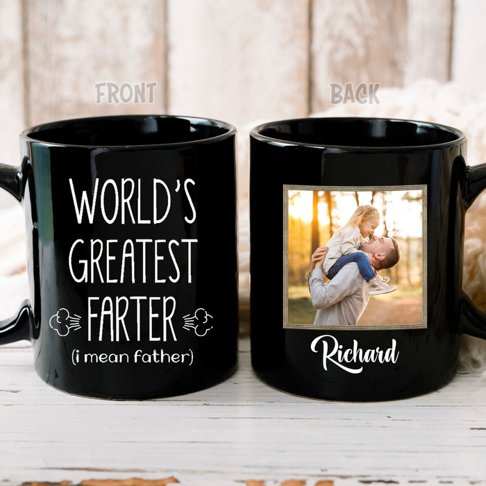 Personalized Coffee Mug For Father From Kids World’S Greatest Farter Naughty Custom Name Ceramic Cup Gifts For Christmas