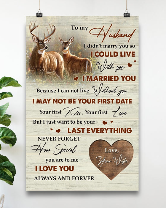 Personalized To My Husband Canvas Wall Art From Wife Deer Couple Vintage Heart I Love You Custom Name Poster Prints