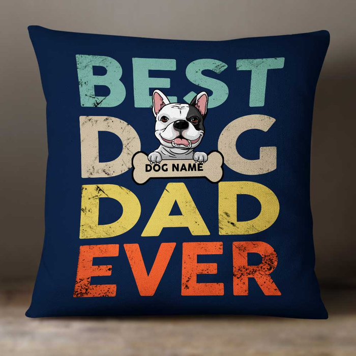 Personalized Square Pillow Gifts For Dog Owner Dog Dad Ever Vintage Custom Name Sofa Cushion For Birthday Christmas